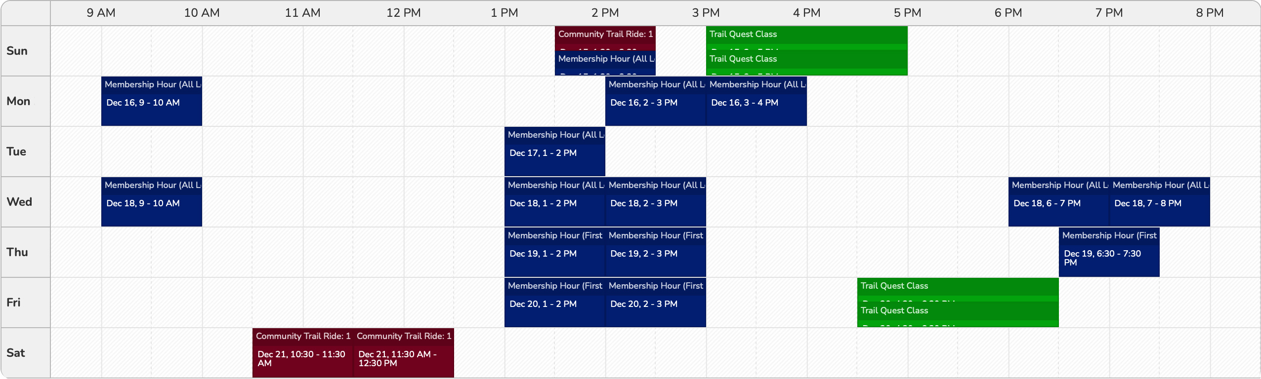 Membership Schedule